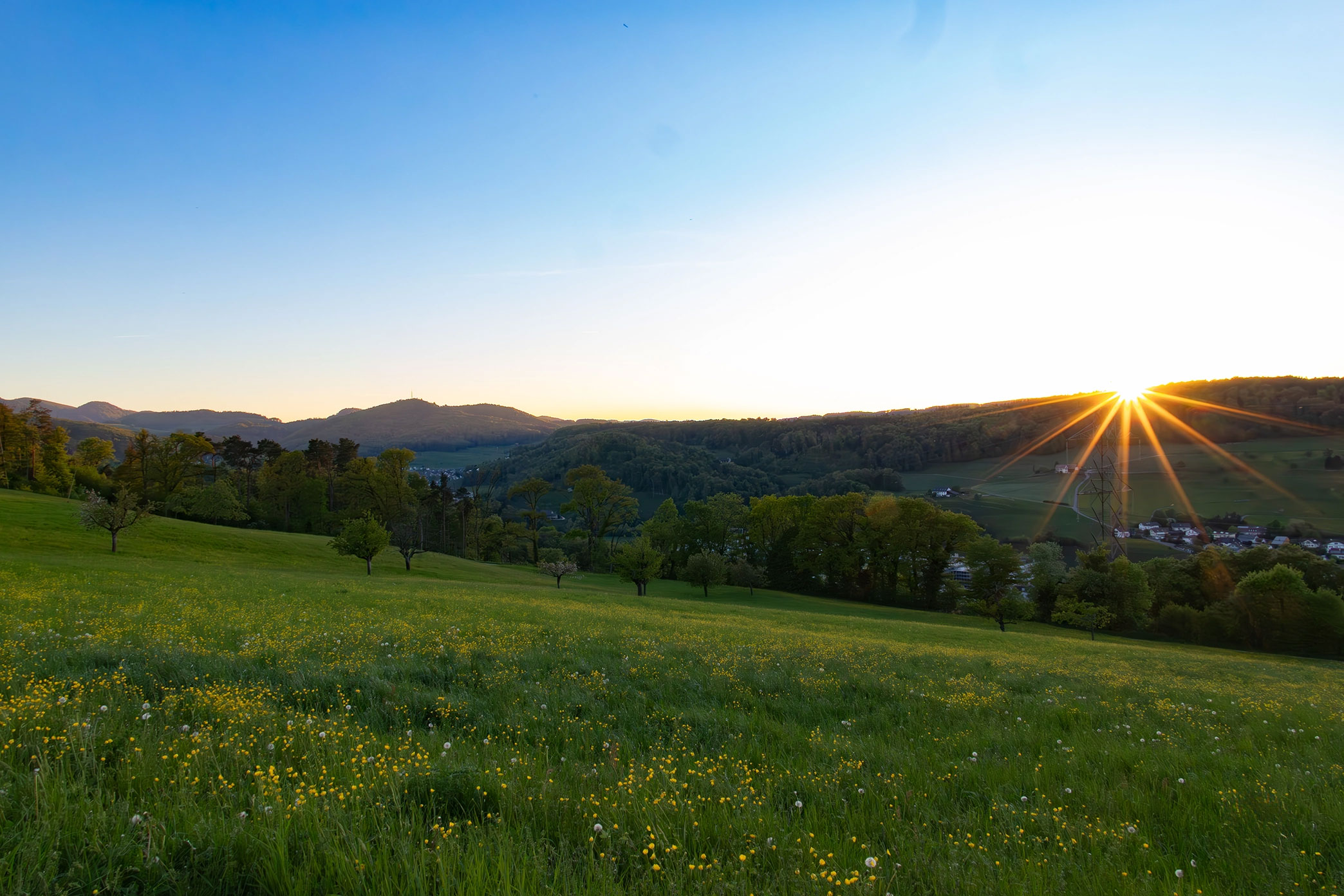 Sonnenuntergang über Bubendorf